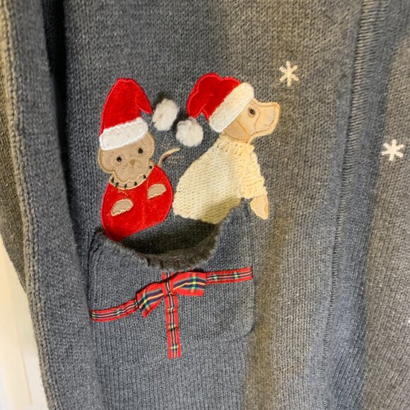Crazy Horse Women's Christmas Dogs Sweater Plus Size 1X Full Zip Pockets Holiday - Picture 5 of 9